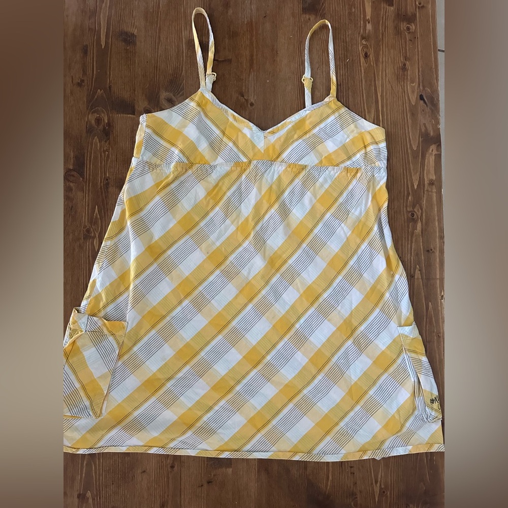 Roxy Yellow and White Plaid strappy dress medium